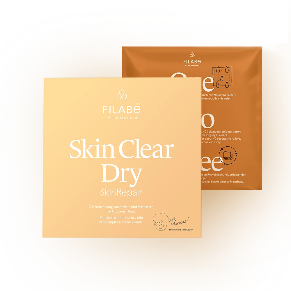Skin Clear Dry, Filabé Tuch, Gegen Pickel und Mitesser bei trockener Haut, Akne, Poren, bis 22, Problemhaut, Hautpflege, Nachtpflege