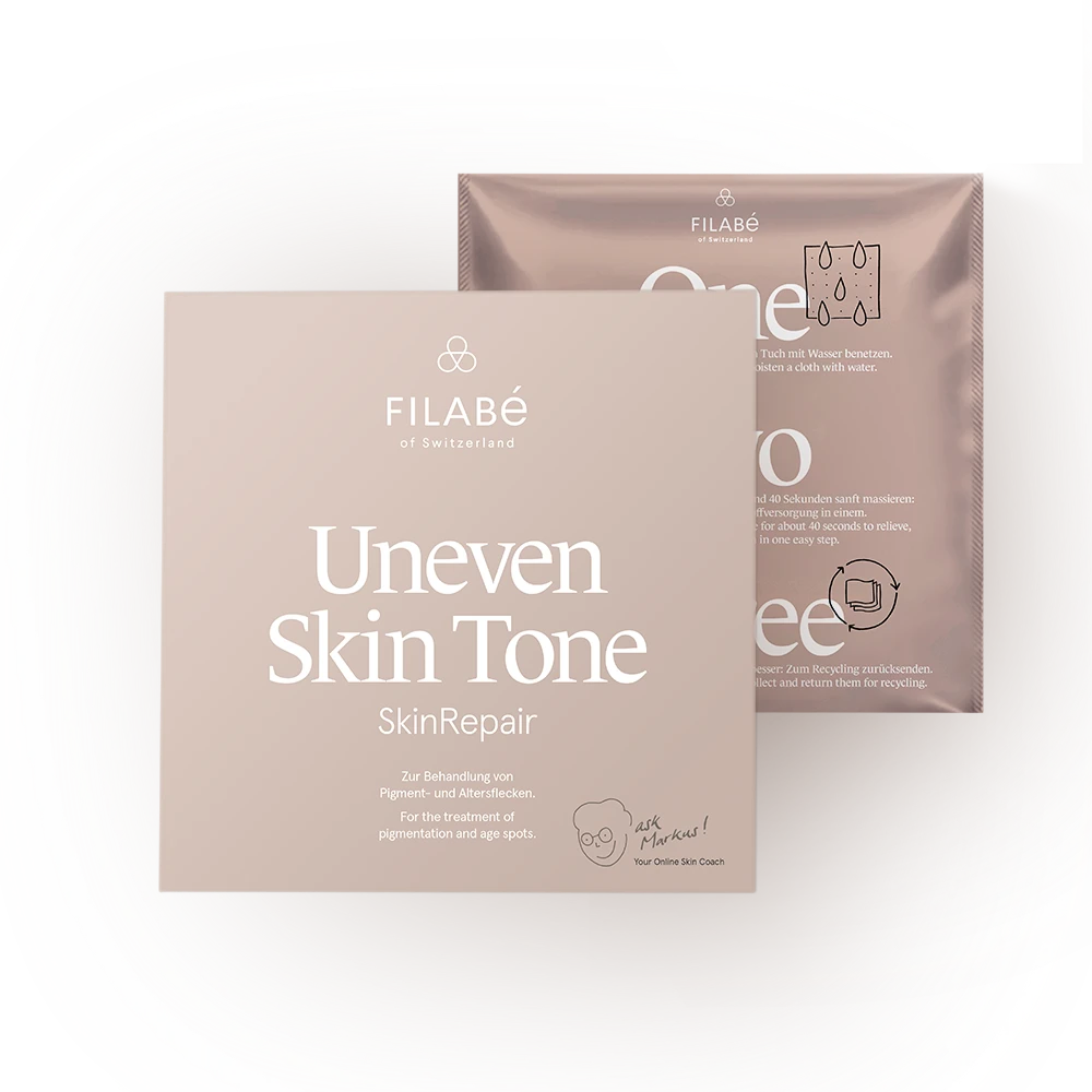 Uneven Skin Tone, Filabé Tuch, Zur Behandlung von Pigment- und Altersflecken, Melanin, Pigment, Alterflecken, Problemhaut, Hautpflege, Nachtpflege